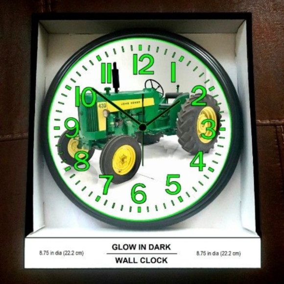 John Deere Tractor Farming Glow In the Dark Wall Clock New! - Picture 2 of 5